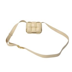 Bottega Veneta Padded Cassette Shoulder Bag Beige Tan Intrecciato Leather